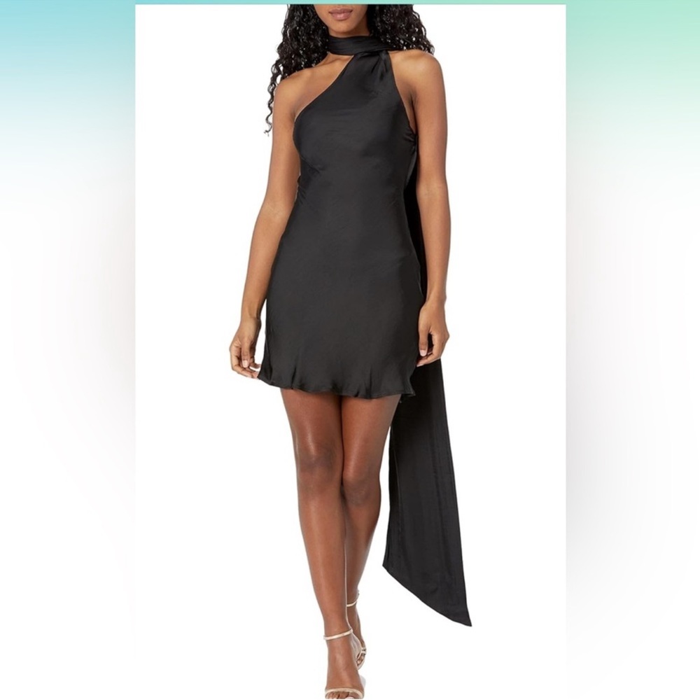 Steve Madden Black and Pink Asymmetrical Cocktail Dress